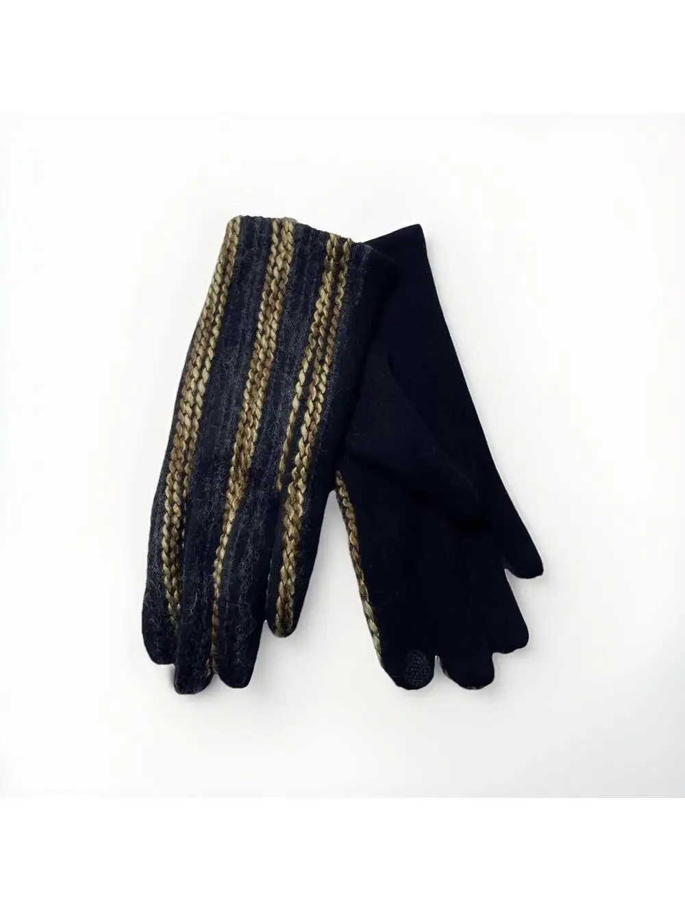 Women’s Touchscreen Winter Gloves Black Knit Modern Mittens Brand New